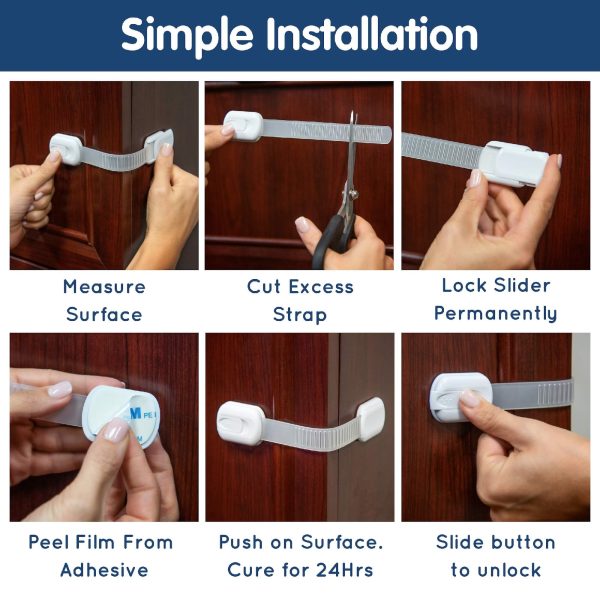 Wittle Multifunctional Child Safety Cabinet Locks (8 Pack) | Baby Proof Cabinet and Drawer Locks