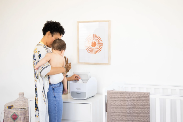 Ubbi Portable Baby Diaper Organizer Station & Folding Changing Mat to Aid Adults in Diapering, Gray