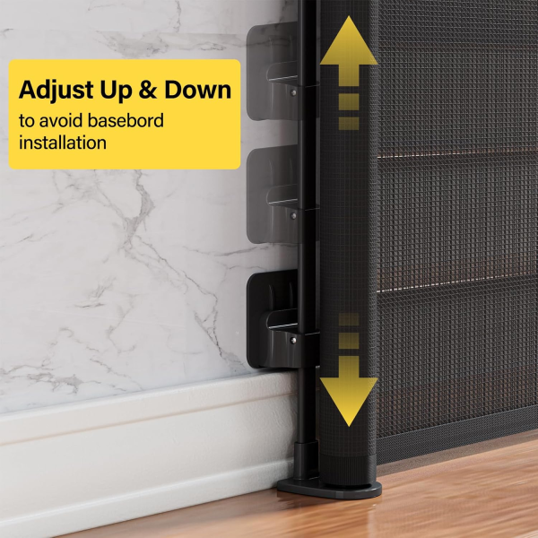 Babepai Baby Gate - No Drill, Punch Free Retractable, Extends to 54" Wide, Stair & Doorway Gate for Indoor/Outdoor Use