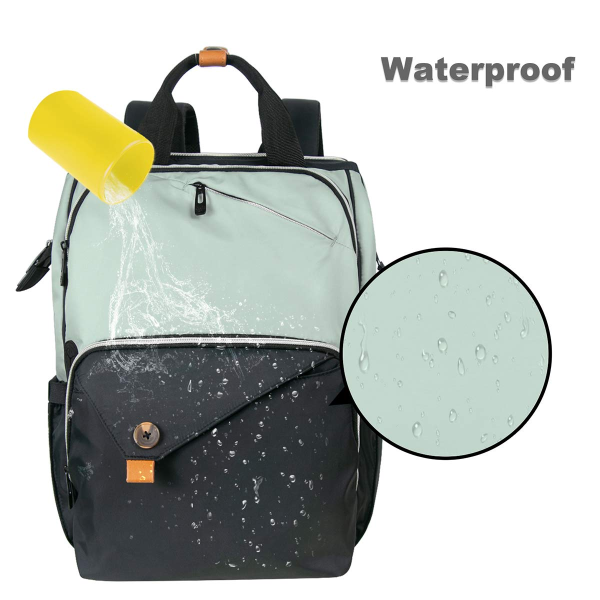 Hap Tim Diaper Bag Backpack,Large Capacity Travel Back Pack Maternity Baby Nappy Changing Bags, Double Compartments with Stroller Straps,Waterproof, Mint Green Black(Us7340-Gb)