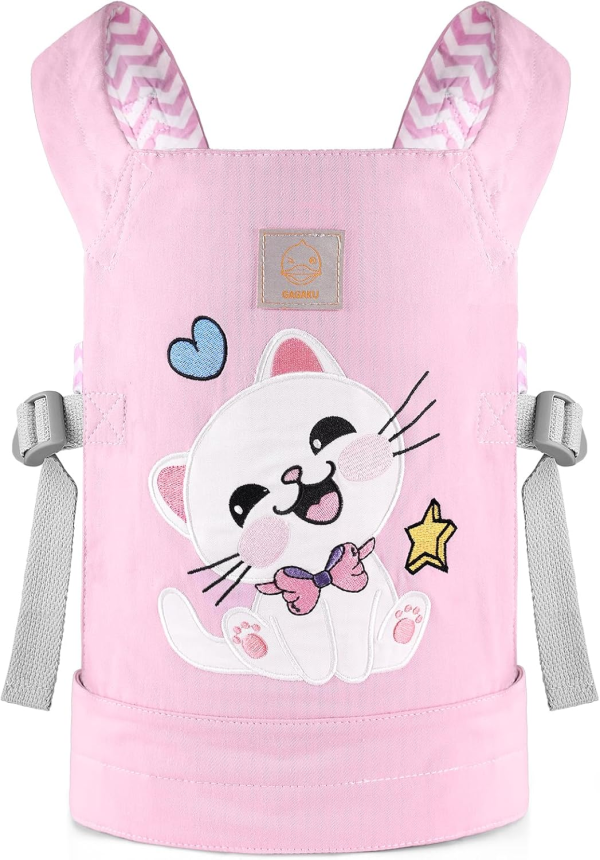 GAGAKU Doll Carrier Front and Back Soft Cotton Stuffed Animal Carriers for Baby - Rose Garden