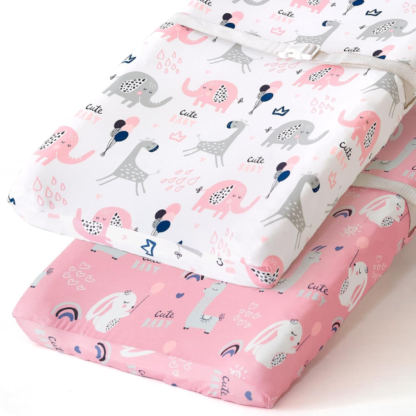 Stretchy Changing Pad Covers BROLEX Changing Table Cover for Baby Boys Girls,2 Pack Jersey Knit,Owl & Bear