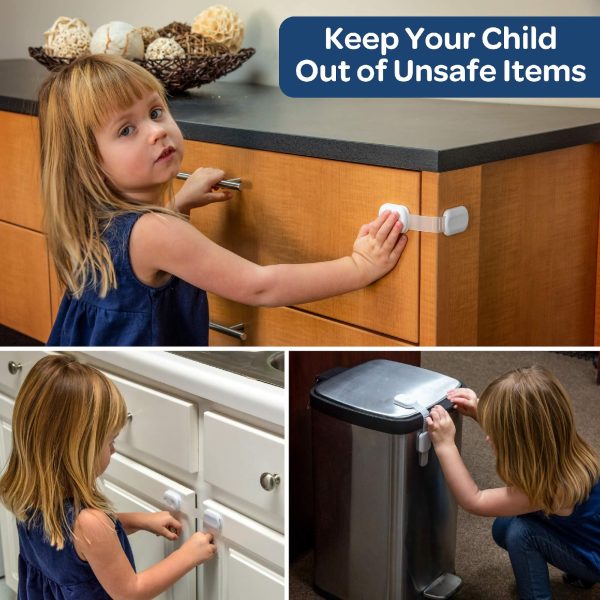 Wittle Multifunctional Child Safety Cabinet Locks (8 Pack) | Baby Proof Cabinet and Drawer Locks