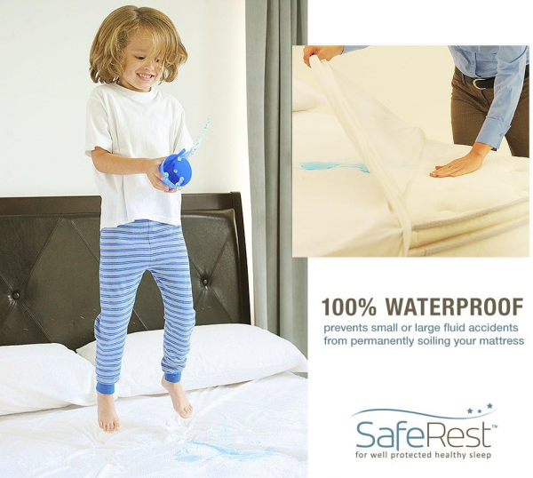 Saferest Mattress Protector College Dorm Room, New Home, First Apartment Essentials - Cotton, Waterproof Mattress Cover Protector and Encasement - Premium (Polyester, Twin XL)