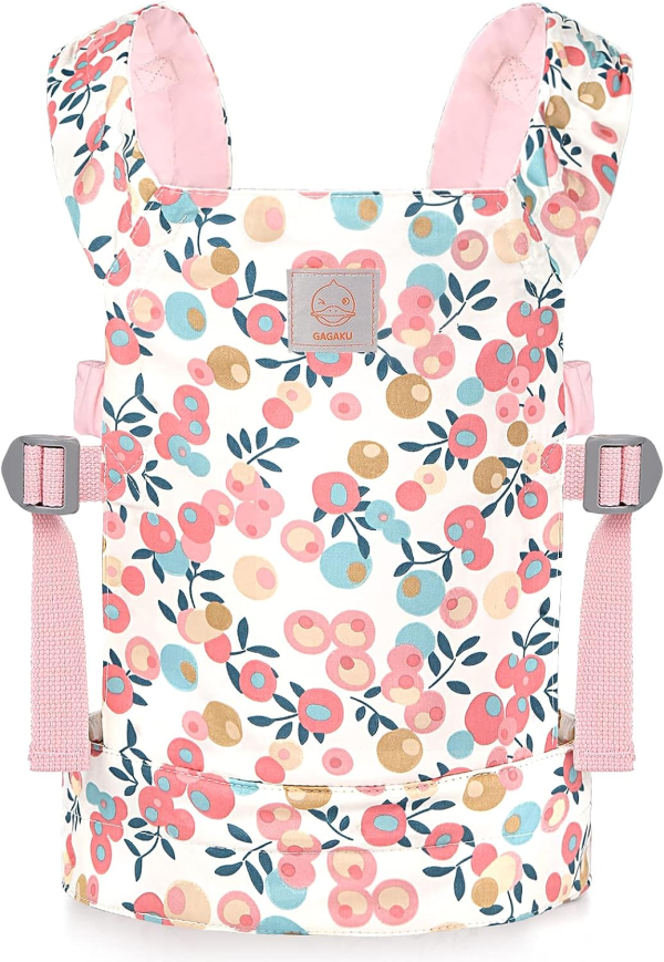 GAGAKU Doll Carrier Front and Back Soft Cotton Stuffed Animal Carriers for Baby - Rose Garden