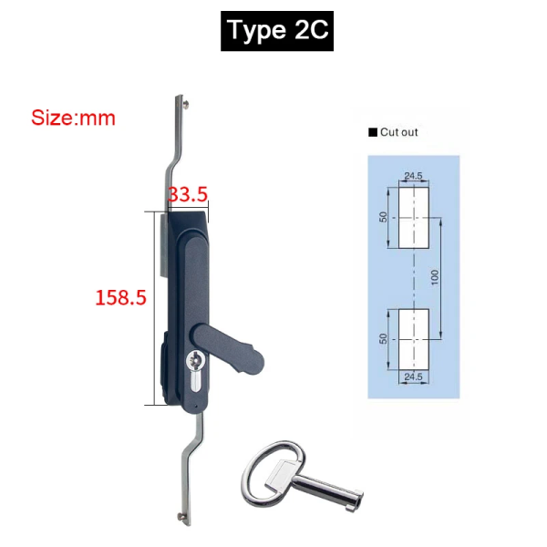 New 2PCS Industrial Equipment Cabinet Locks Distribution Box Locks Switch Control Electrical Cabinet Locks+Keys (Keys Alike)