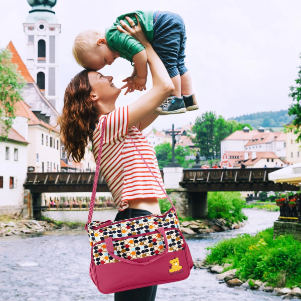 Imountek 5Pieces Baby Diaper Bag Shoulder Backpack with Changing Pad, Multi-Function Travel Tote Bag Waterproof