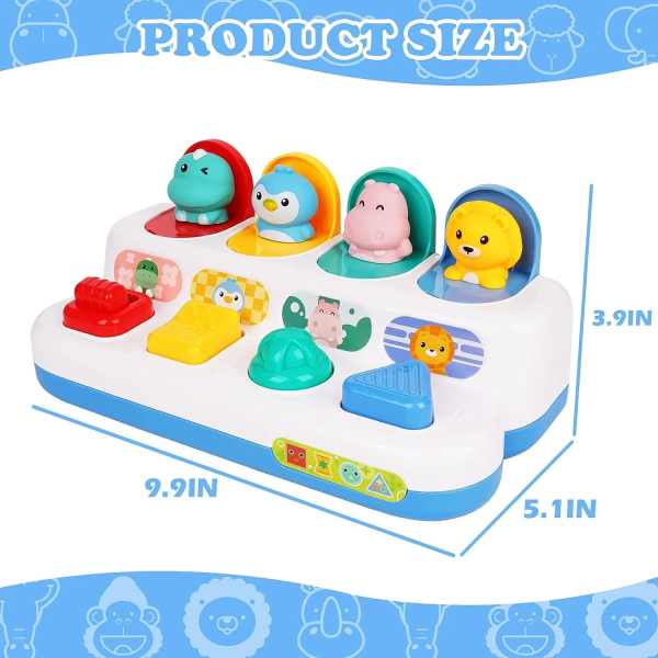 Style-Carry Interactive Activity Toy for Babies, Cause and Effect Toys, Montessori Toy for 6-12 Months Boys Girls, Activity Center Toy Cute Animal Learning Game
