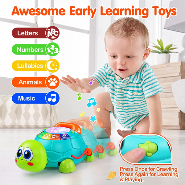 MKING Baby Toys 12-18 Months, Light up Baby Toys 6 to 12 Months Musical Turtle with Letters Numbers Phone Infant Baby Toys for 6 9 12 18 Months Educational Learning Toys