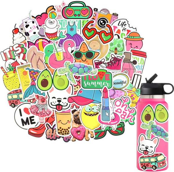 QTL VSCO Stickers for Teen Girls Cute Party Supplies Waterproof Vinyl Stickers for Hydroflask Laptop Gifts for Tween Girls 50Pcs
