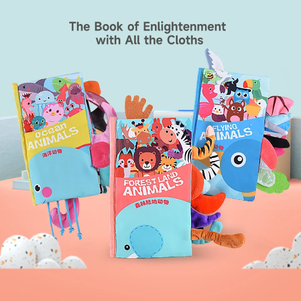 New Soft Baby Books Toys 3D Touch Feel Cloth Book Animal Cloth Book Sensory Early Learning Toys Infant Toddler Gifts 0-12 Months
