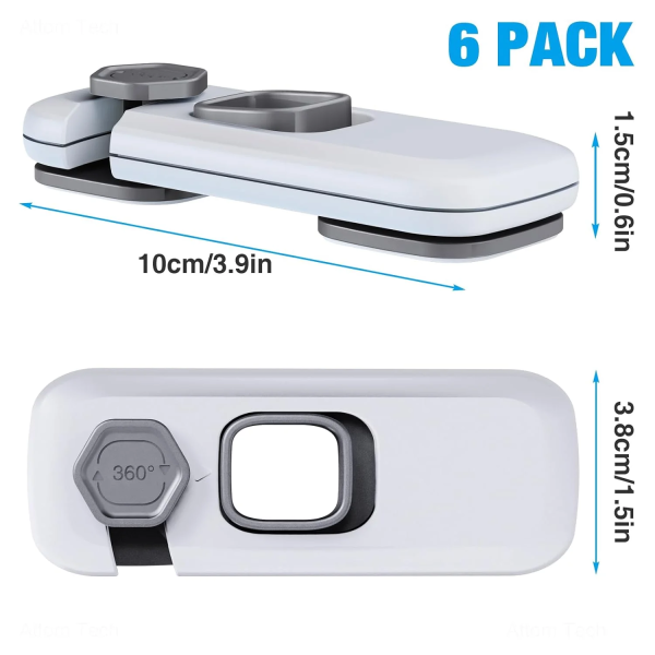 Nihome Child Proof Refrigerator Lock 6-Pack, Baby Safety Locks for Fridges, Cabinets, Drawers, Double Doors and More, French Fridge Door Lock Protect Babies from Fridge Accidents, Durable(Gray)