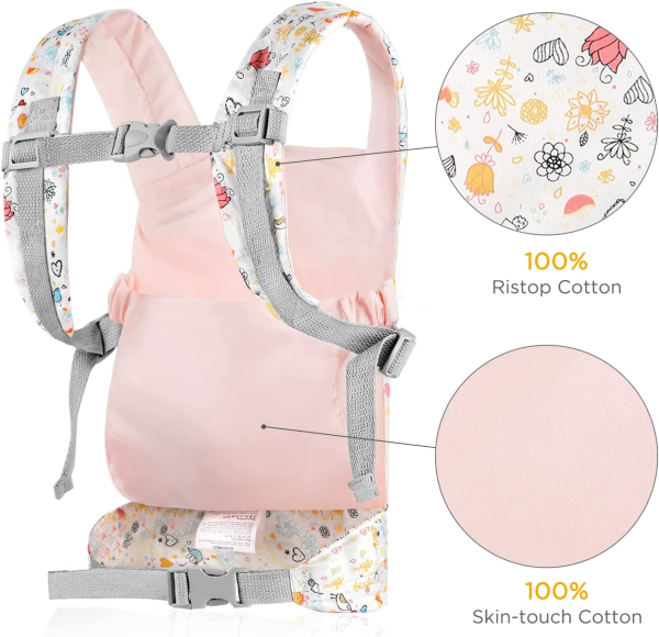 GAGAKU Doll Carrier Front and Back Soft Cotton Stuffed Animal Carriers for Baby - Rose Garden