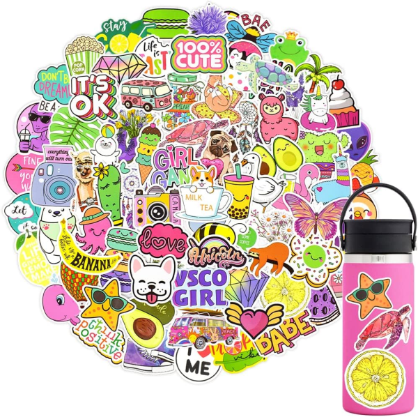 QTL VSCO Stickers for Teen Girls Cute Party Supplies Waterproof Vinyl Stickers for Hydroflask Laptop Gifts for Tween Girls 50Pcs