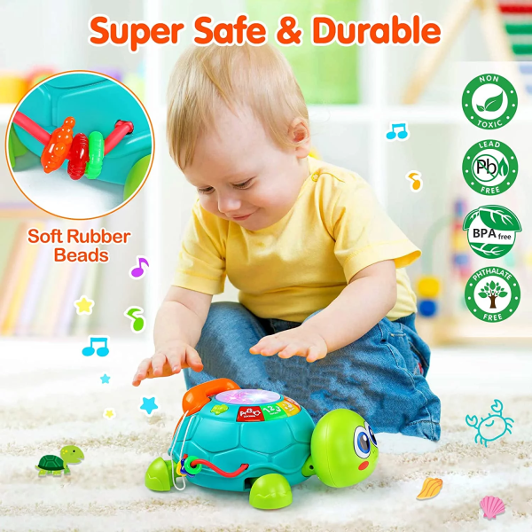 MKING Baby Toys 12-18 Months, Light up Baby Toys 6 to 12 Months Musical Turtle with Letters Numbers Phone Infant Baby Toys for 6 9 12 18 Months Educational Learning Toys