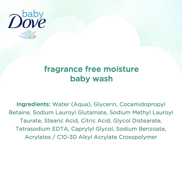 Baby Dove Sensitive Skin Care Baby Wash for Baby Bath Time Fragrance Free Moisture Fragrance Free and Hypoallergenic, Washes Away Bacteria 13 Oz