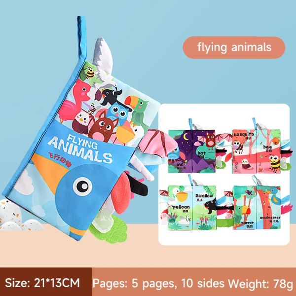 New Soft Baby Books Toys 3D Touch Feel Cloth Book Animal Cloth Book Sensory Early Learning Toys Infant Toddler Gifts 0-12 Months