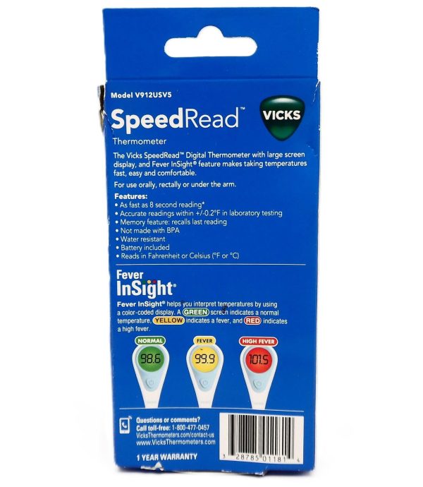 Vicks Speedread Digital Thermometer with Fever V912US