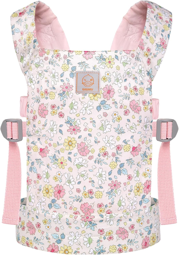 GAGAKU Doll Carrier Front and Back Soft Cotton Stuffed Animal Carriers for Baby - Rose Garden
