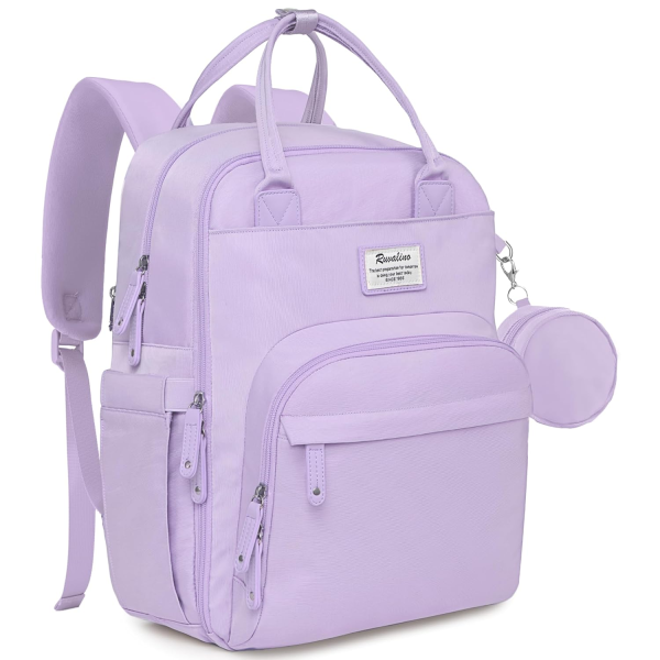 RUVALINO Diaper Bag Backpack - Multifunction Waterproof Travel Backpack, Baby Bag with Changing Pad & Stroller D-Ring & Pacifier Case - Travel Essentials & Baby Registry Search & Shower Gifts - Gray