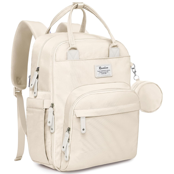 RUVALINO Diaper Bag Backpack - Multifunction Waterproof Travel Backpack, Baby Bag with Changing Pad & Stroller D-Ring & Pacifier Case - Travel Essentials & Baby Registry Search & Shower Gifts - Gray