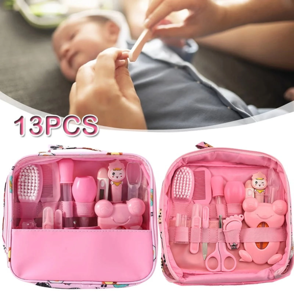 OBOSOE 13PCS Baby Grooming Kits,First Aid Kits,Baby Care Kits,Baby Brushes,Nail Clippers,Nose Cleaners and Other Beauty Kits