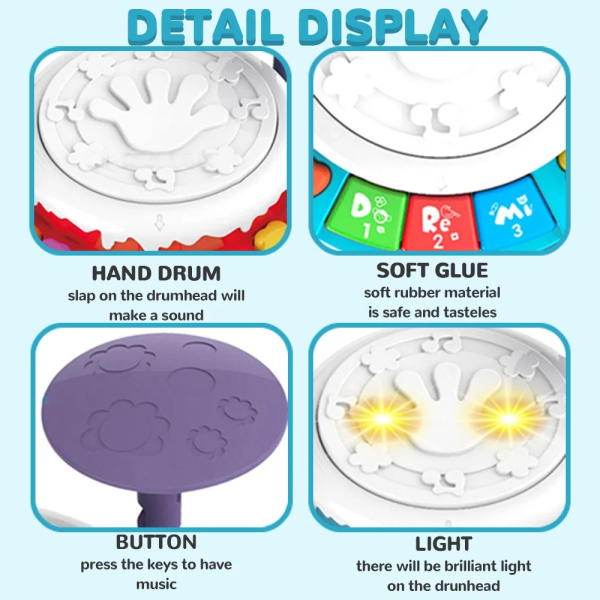 Kids Drum Set for Toddlers 1-3 Musical Baby Girl Toys for 1 Year Old Girl, Toddler Girl Toys Age 1-2 Birthday Gifts