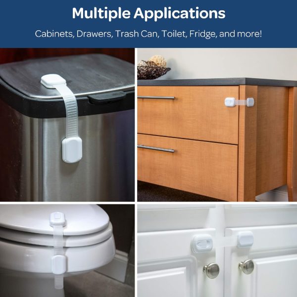 Wittle Multifunctional Child Safety Cabinet Locks (8 Pack) | Baby Proof Cabinet and Drawer Locks