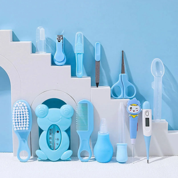 OBOSOE 13PCS Baby Grooming Kits,First Aid Kits,Baby Care Kits,Baby Brushes,Nail Clippers,Nose Cleaners and Other Beauty Kits