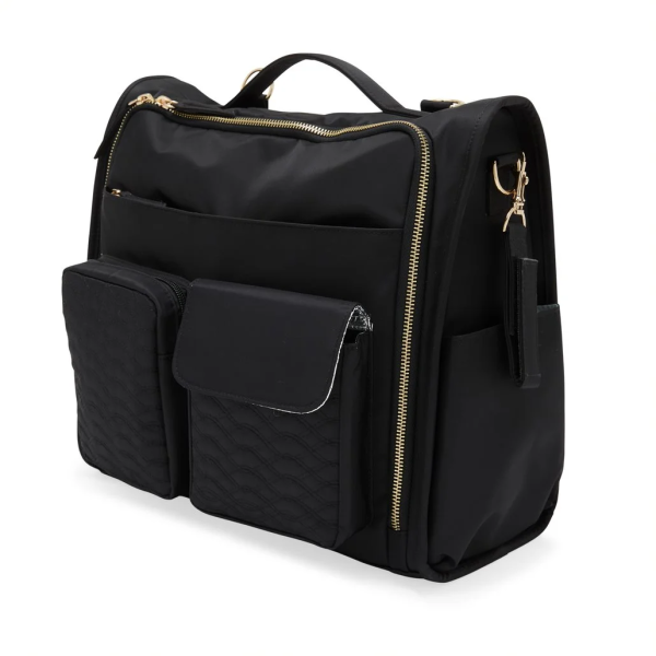 Modrn Convertible Diaper Bag with Exterior Wipe Holder, Black