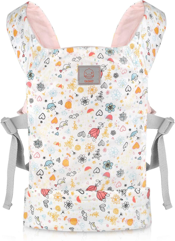 GAGAKU Doll Carrier Front and Back Soft Cotton Stuffed Animal Carriers for Baby - Rose Garden
