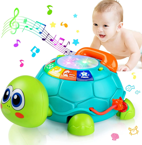 MKING Baby Toys 12-18 Months, Light up Baby Toys 6 to 12 Months Musical Turtle with Letters Numbers Phone Infant Baby Toys for 6 9 12 18 Months Educational Learning Toys