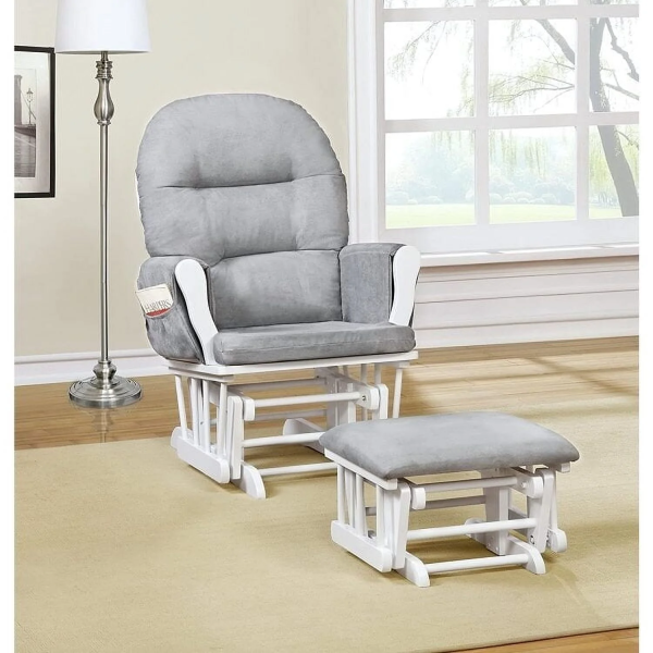 Brisbane Nursery Glider & Ottoman Sets, Glider Recliner Nursery Rocking Chair, Nursery Glider Rocker with Ottoman, Reclining Gliders & Chairs for Breastfeeding, Reading, Napping - Espresso/Dark Gray