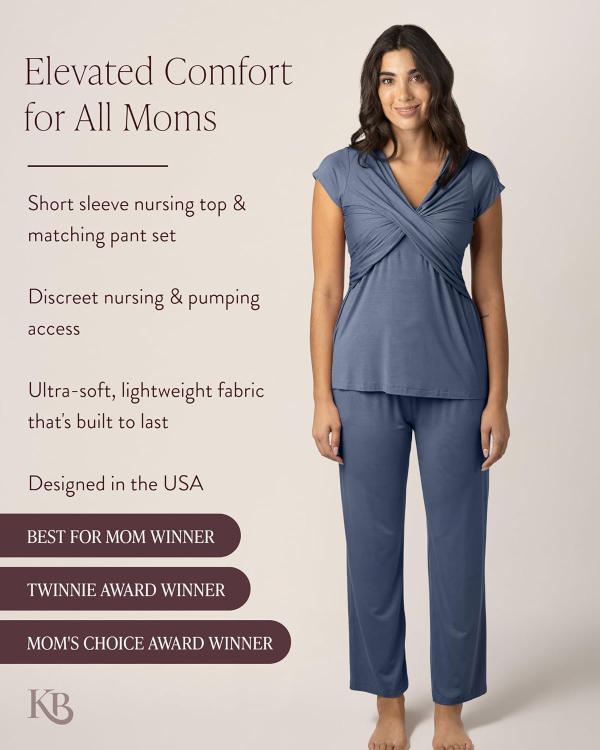 Kindred Bravely Davy Maternity Pajamas & Postpartum Lounge Sets for Women, Short Sleeve Nursing Pajamas