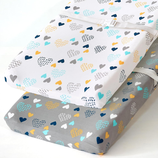 Stretchy Changing Pad Covers BROLEX Changing Table Cover for Baby Boys Girls,2 Pack Jersey Knit,Owl & Bear