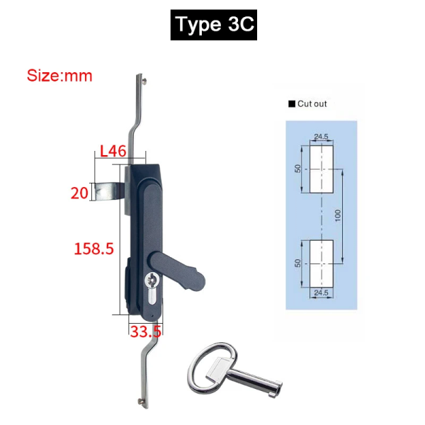 New 2PCS Industrial Equipment Cabinet Locks Distribution Box Locks Switch Control Electrical Cabinet Locks+Keys (Keys Alike)