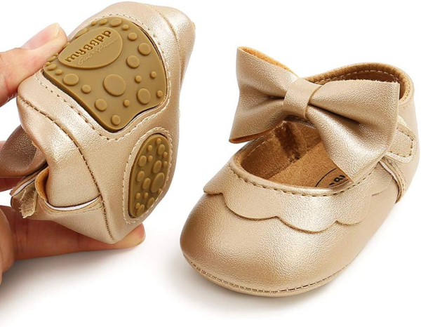 LAFEGEN Baby Girls Mary Jane Flats with Bownot Non Slip Soft Sole PU Leather Newborn Infant Toddler First Walker Cirb Dress Shoes