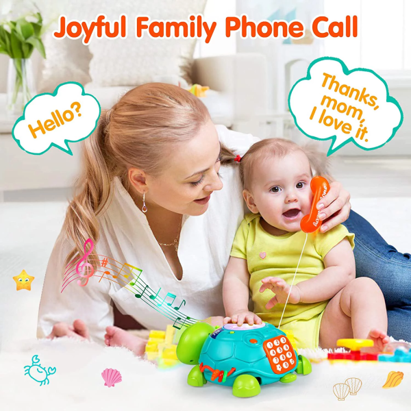 MKING Baby Toys 12-18 Months, Light up Baby Toys 6 to 12 Months Musical Turtle with Letters Numbers Phone Infant Baby Toys for 6 9 12 18 Months Educational Learning Toys