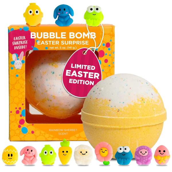 Christmas Bath Bomb for Kids with Surprise Bath Toys inside (Gift Set) - Stocking Stuffers for Boys and Girls - Holiday Bubble Bath with Cheerful Scent, USA Made by Two Sisters