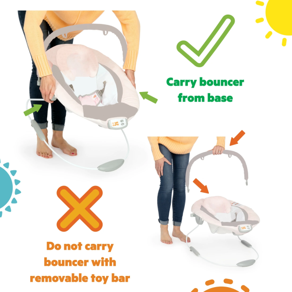 Bright Starts Vibrating Infant Baby Bouncer with Toy Bar, Safari Fun