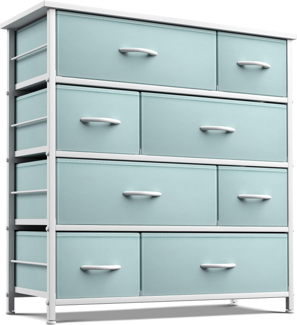 Sorbus Dresser with 8 Drawers - Furniture Storage Chest for Kid’S, Teens, Bedroom, Nursery, Playroom, Clothes, Toys - Steel Frame, Wood Top, Fabric Bins (Tie-Dye Purple)