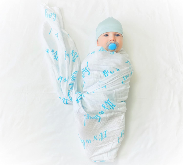 Premium Cotton Muslin Swaddle Blankets for New Born Boys Girls (Boy)