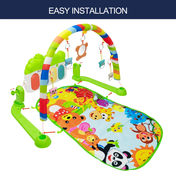 RONBEI Baby Gym Play Mat, Tummy Time Mat for Baby Kick and Play, Lights Piano Play Mat, Musical Activity Fitness Gym Center for Baby Newborn Infants