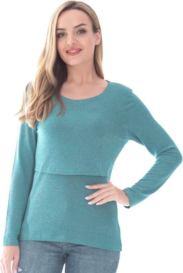 Bearsland Women'S 3 Packs Maternity Clothes Long Sleeves Breastfeeding Shirts Nursing Top