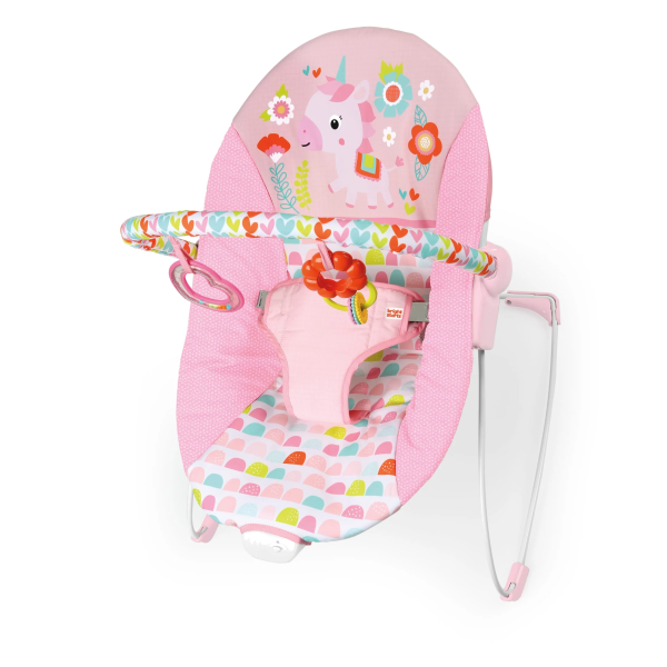 Bright Starts Vibrating Infant Baby Bouncer with Toy Bar, Safari Fun