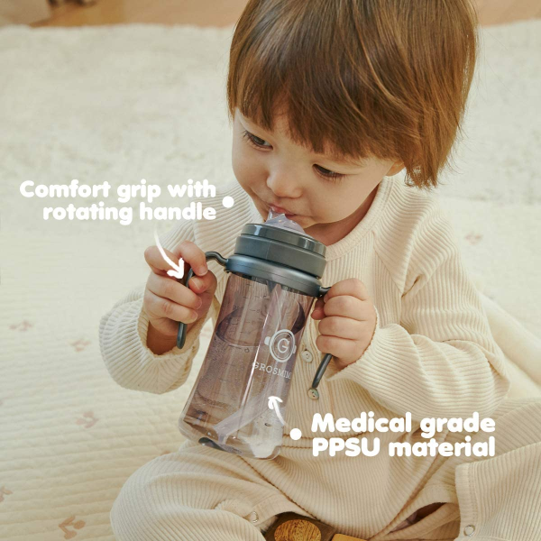 Grosmimi Spill-Proof Magic Sippy Cup – 6 oz (Charcoal)