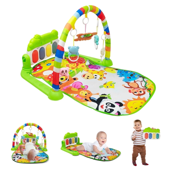 RONBEI Baby Gym Play Mat, Tummy Time Mat for Baby Kick and Play, Lights Piano Play Mat, Musical Activity Fitness Gym Center for Baby Newborn Infants