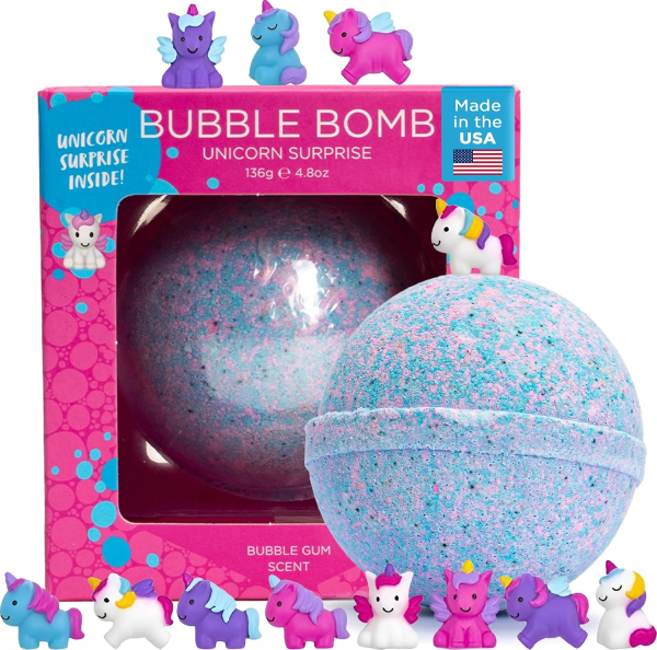 Christmas Bath Bomb for Kids with Surprise Bath Toys inside (Gift Set) - Stocking Stuffers for Boys and Girls - Holiday Bubble Bath with Cheerful Scent, USA Made by Two Sisters