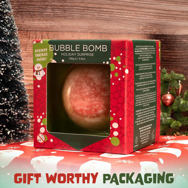 Christmas Bath Bomb for Kids with Surprise Bath Toys inside (Gift Set) - Stocking Stuffers for Boys and Girls - Holiday Bubble Bath with Cheerful Scent, USA Made by Two Sisters