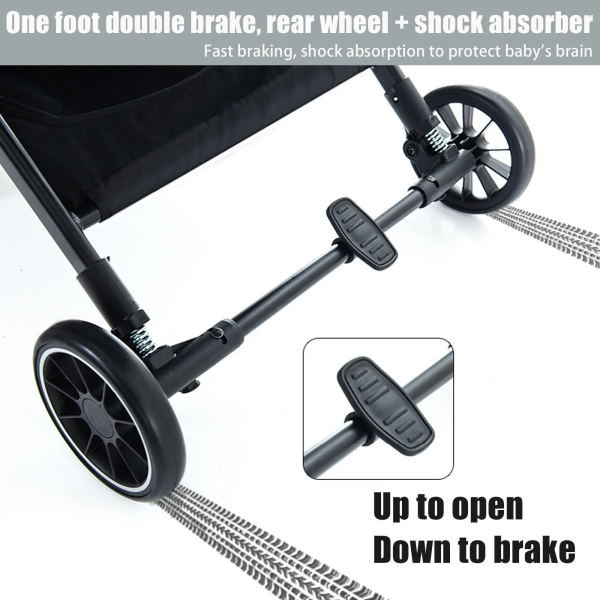 Yabanana Baby Stroller, Portable On-The-Go One-Touch Retractable Folding Stroller for 0-4 Years Old Babies. Gray